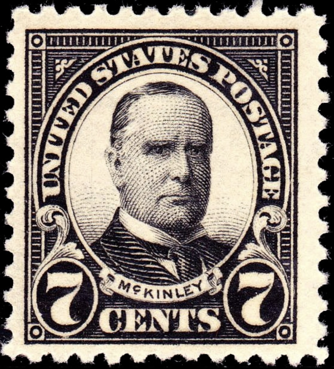 William McKinley 7c stamp of 1904 (Scott #326), US presidents on US stamps
