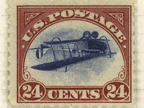 Invert error stamps: Inverted Jenny, 1918, U.S.