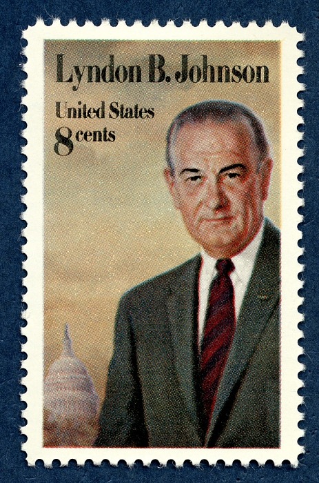 Lyndon B. Johnson 8c stamp of 1973 (Scott #1503), US presidents on US stamps