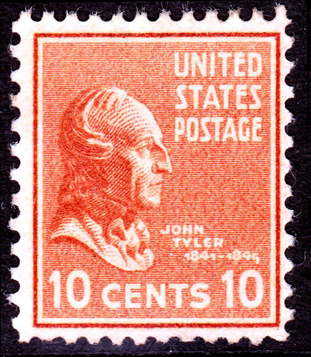 John Tyler 10c stamp of 1938, US Presidents on US stamps