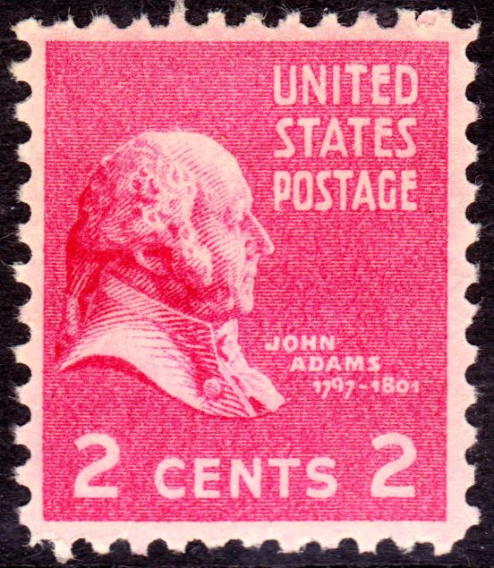 US Presidents on US stamps. John Adams 2c stamp Scott #806