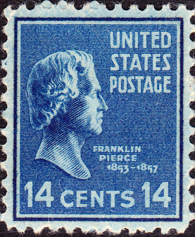 Franklin Pierce 14c stamp of 1938, US Presidents on US postage stamps