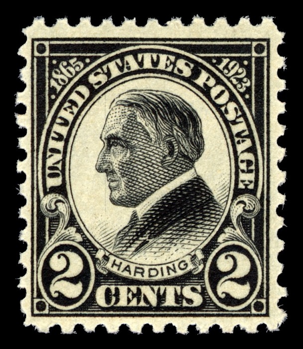 Warren G. Harding 2c memorial stamp of 1923 (Scott #610), US presidents on US stamps