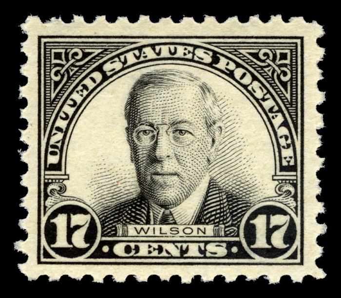 Woodrow Wilson 17c stamp of 1925 (Scott #623), US presidents on US stamps