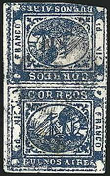 Invert error stamps: Buenos Aires In Ps, 1859, Brazil