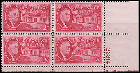 Block of Stamps with Plate Number