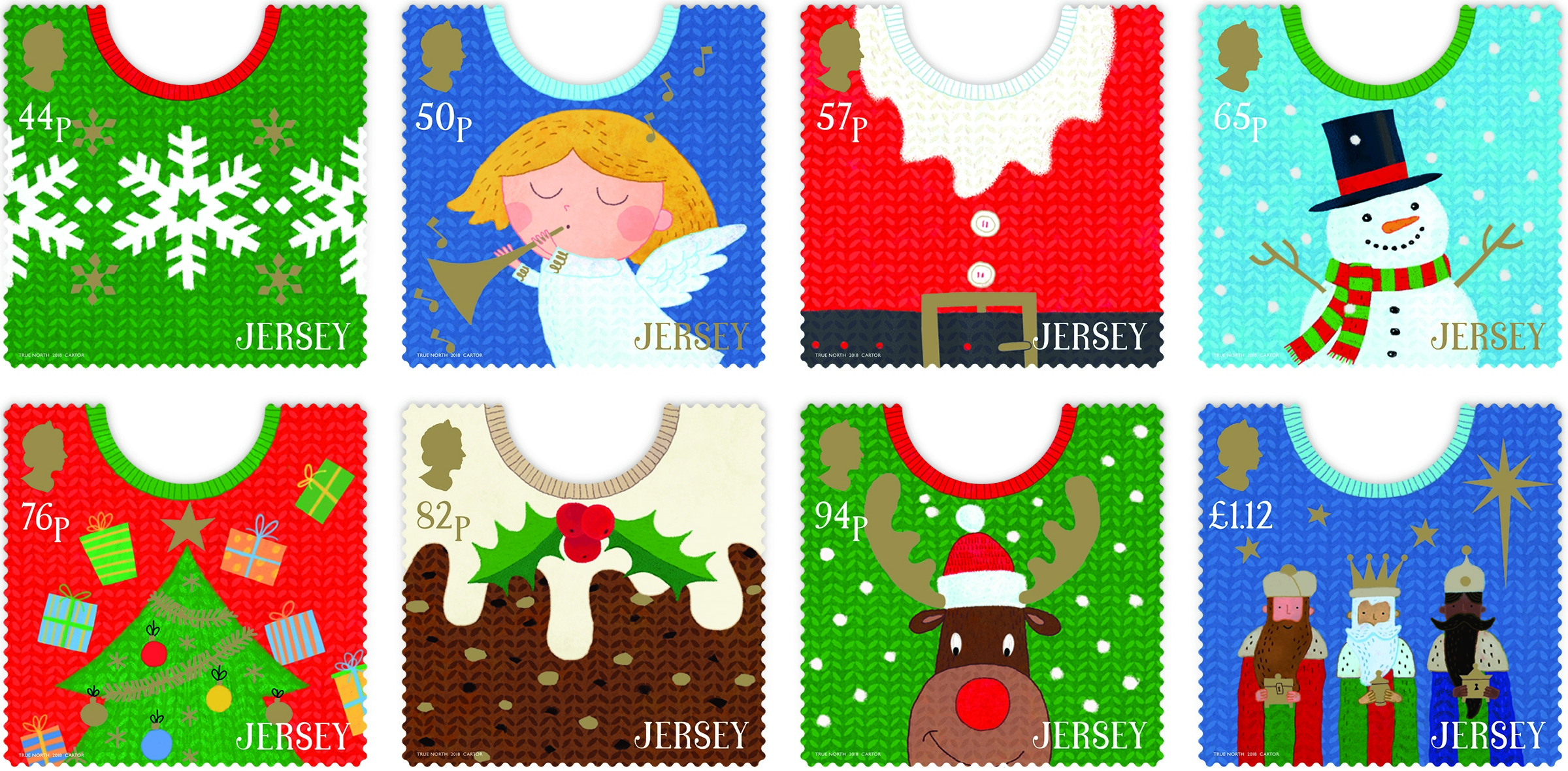 Jersey Post delivers festive spirit with eight Christmas Jumper stamps