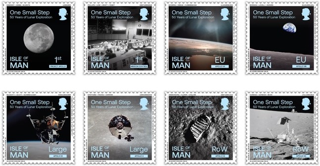 Isle of Man Post marks the 50th anniversary of the Moon landing with 8 stamps!