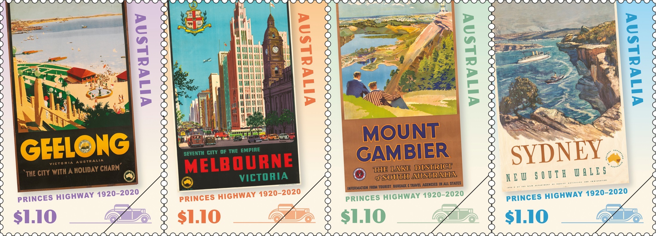 Four new Australian stamps show the beauty of Princes Highway!