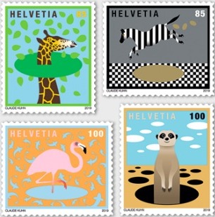 Animals around the world – four stamps released by Swiss Post