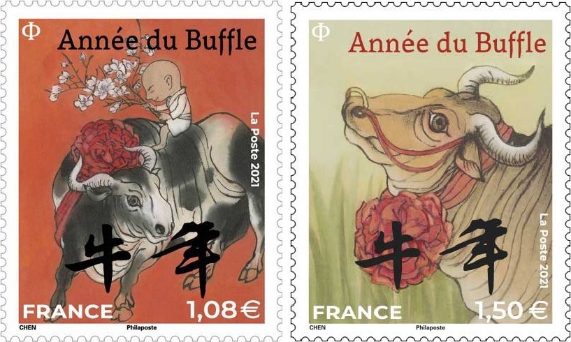 La Poste issued two Year of the Ox stamps!