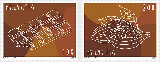 From cacao beans to chocolate - two stamps released by Swiss Post!