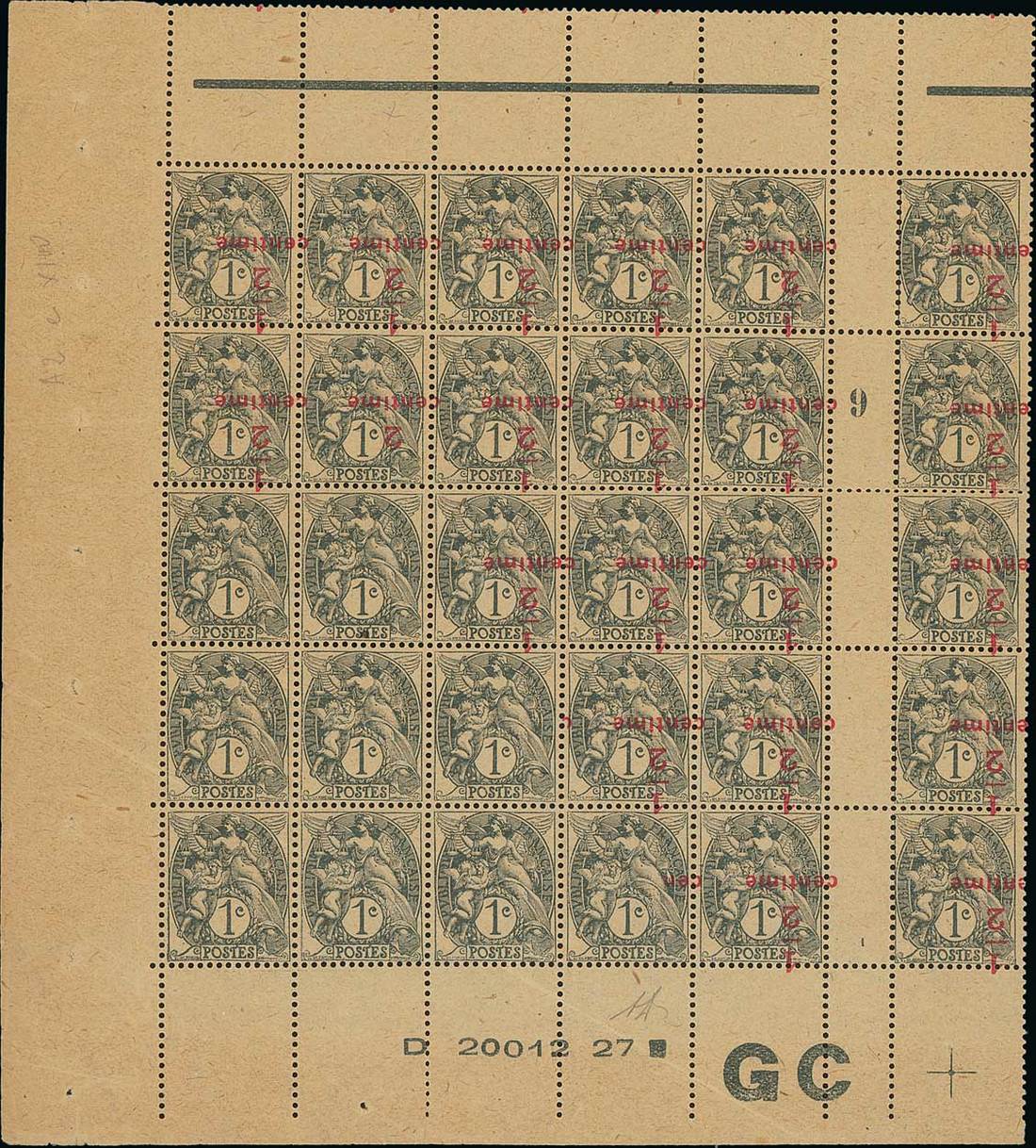 France 1919-22 Type Blanc Surcharged inverted block is to fetch $226,860 at Spink