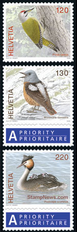 Swiss 'Domestic birds' stamps