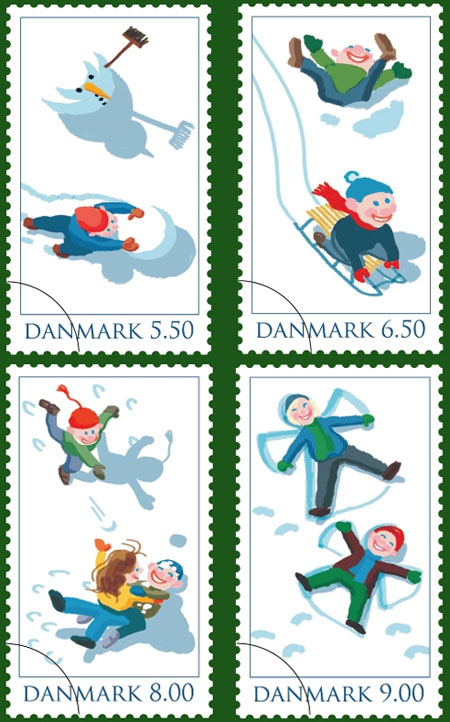 Winter postage stamps from Denmark