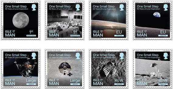 50th anniversary of the Moon landing – eight stamps released by Isle of Man