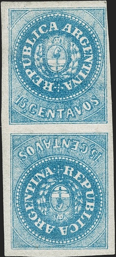 15c Blue Tete-Beche vertical pair fetched $75,000 at Siegel auction!