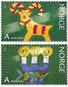 Embroidery On Norwegian Christmas Stamps
