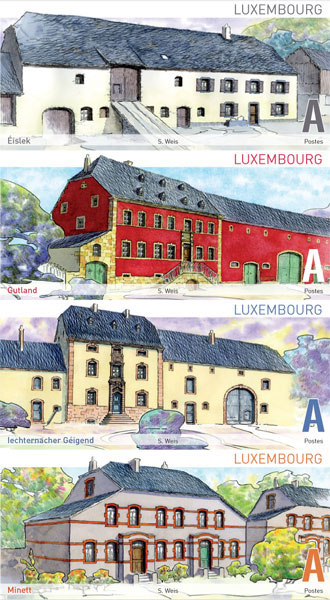 Architecture booklet of stamps from Luxembourg