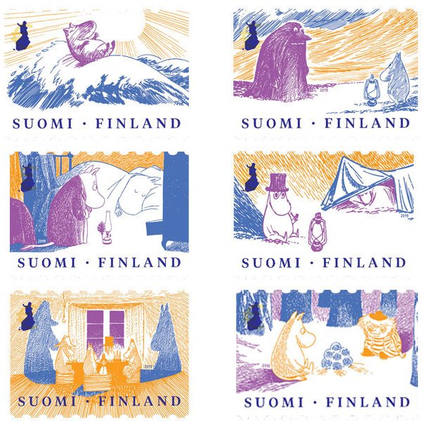 Finland Post introduced six new Moomin stamps
