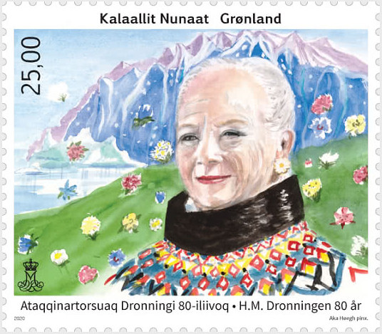 A special Greenlandic stamp celebrates Queen Margrethe II’s 80th birthday!