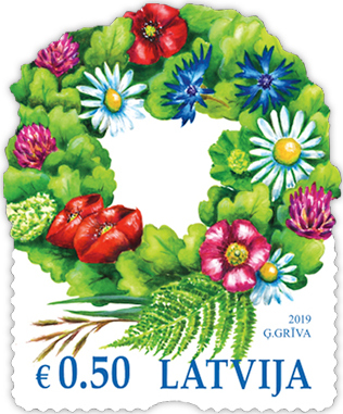 Latvia Post released Ligo wreath stamp