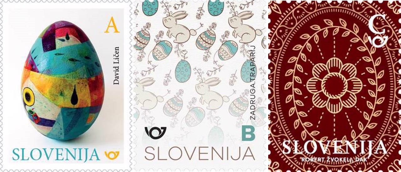 Decorated eggs appeared on three new Slovenian Easter stamps!