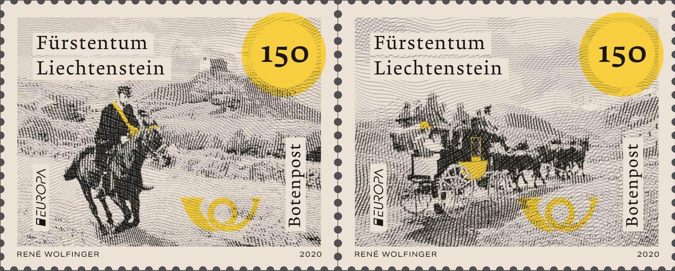 Liechtenstein Post unveiled two "Europa – Messenger Post" stamps