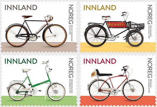 Four Norwegian stamps feature bicycles!