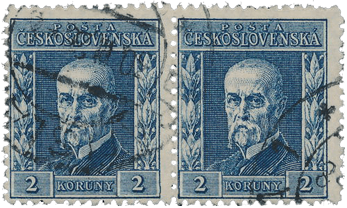 2K blue Thomas G. Masaryk definitive stamp, 1925