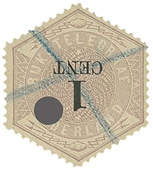 1c lilac telegraph stamp with inverted value, 1903