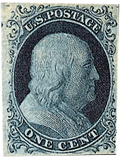 BENJAMIN FRANKLIN, die 1851 seltene Marke