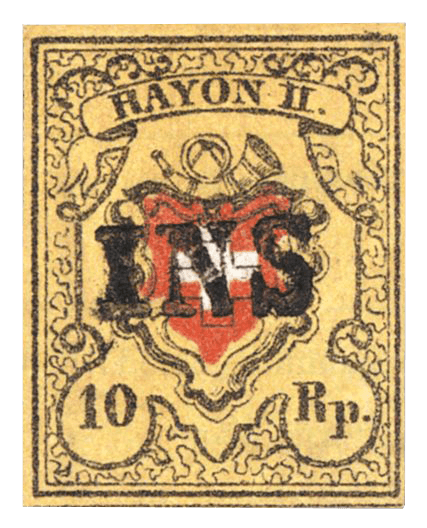 10-rappen Rayon II stamp, 1850