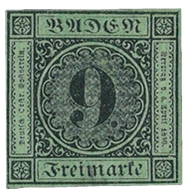 Der Baden 9 Kreuzer Fehldruck, 1851