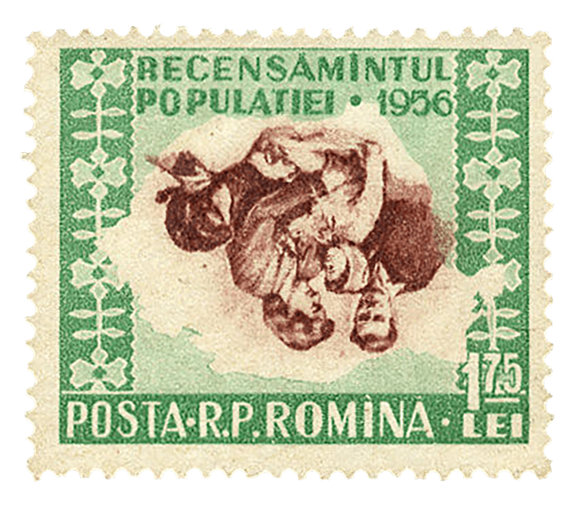 Volkszählung 1.75L Grüne & Braune Briefmarke, 1956
