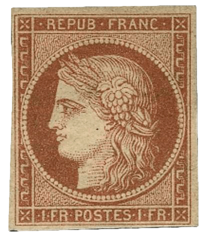 1Fr dull-orange red Ceres stamp, 1849