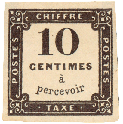 10c postage due stamp, 1859