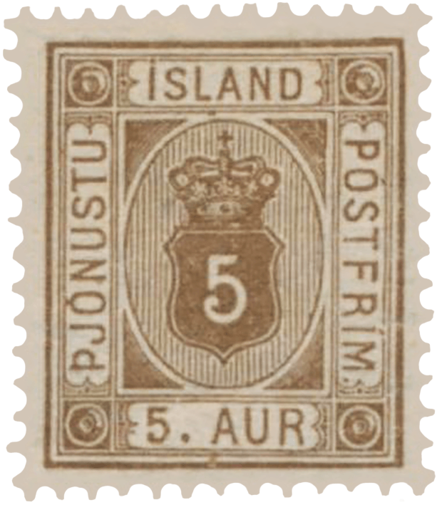 5 Aur Perforation 12 ¾ stamp, 1876