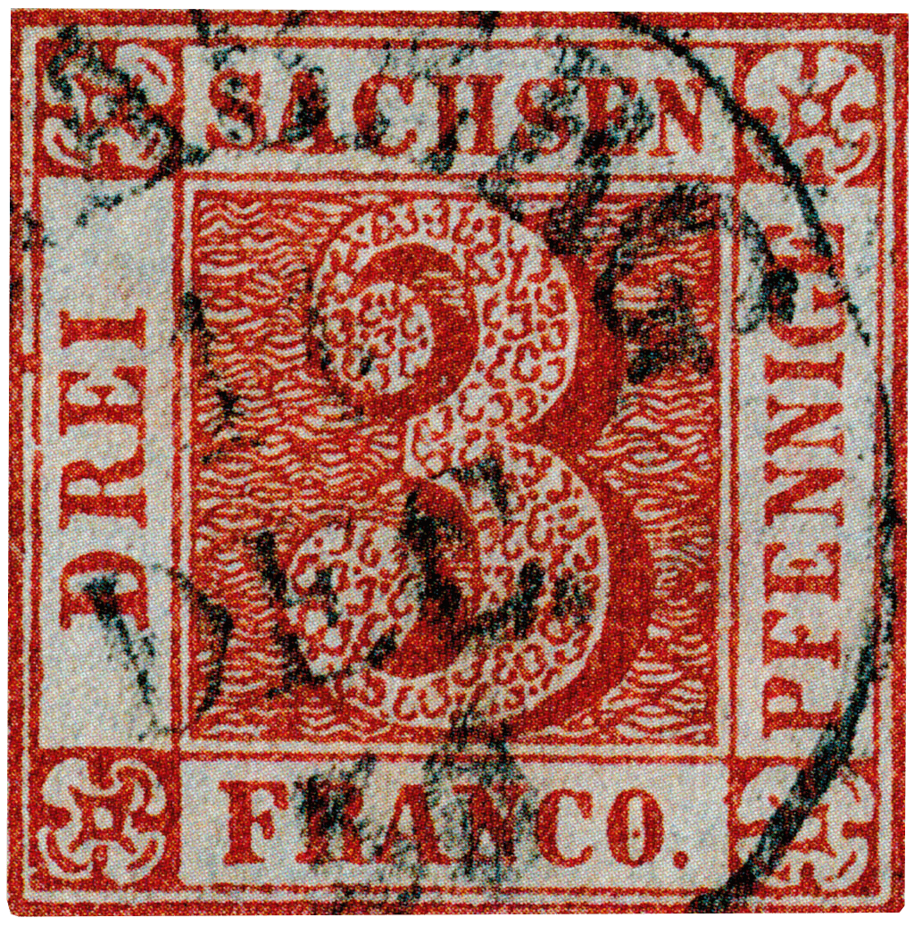 Sachen 3 pfennige red stamp, 1850