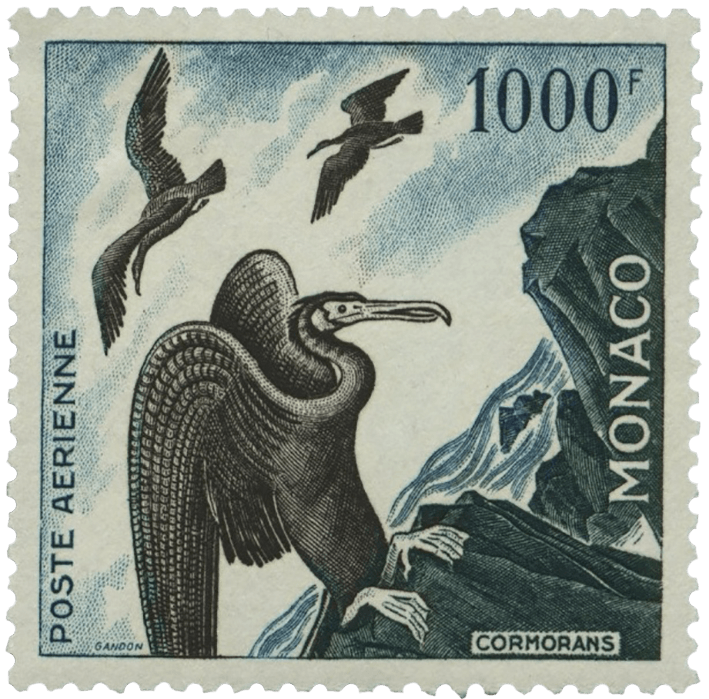 1000fr great cormorant stamp, 1855