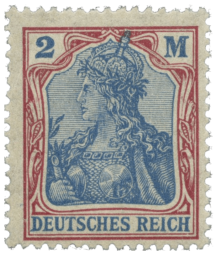 Briefmarke 2-Marken Germania mit vierblättrigem Wasserzeichen, 1920