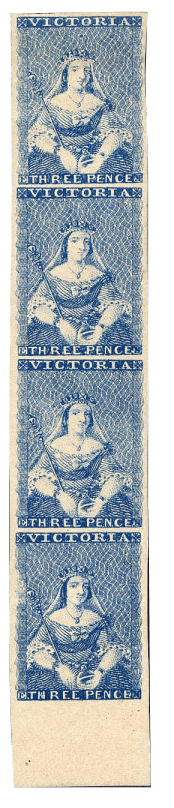 Classic Victoria 3d blue stamp, 1850 - rare Australian stamps