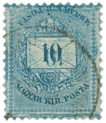 10kr blue stamp, 1881