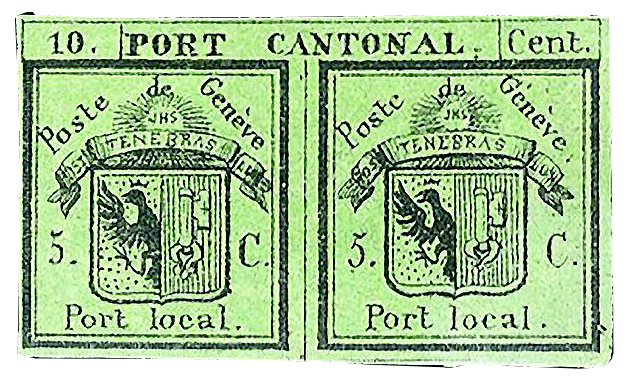 Double Geneva stamp, 1843