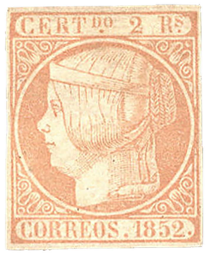 Die Königin Isabella II 2r blassrosa Briefmarke, 1852