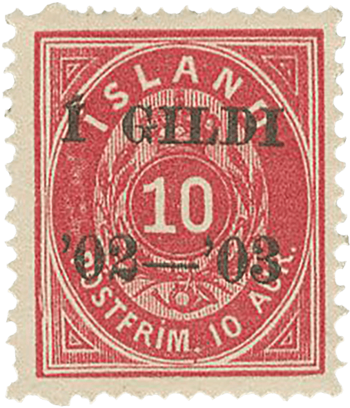 10a red carmine "I Gildi" overprinted in black, 1883