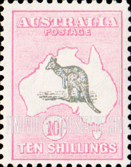 FindYourStampsValue: Kangaroo and Map: Type of 1913