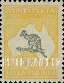 FindYourStampsValue: Kangaroo and Map: Type of 1913