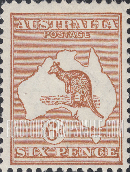 FindYourStampsValue: Kangaroo and Map: Type of 1913
