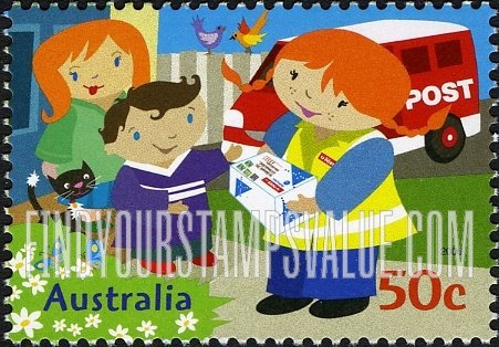 FindYourStampsValue: Postie Kate: With van, delivering package